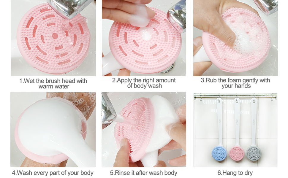 silicone back scrubber for shower