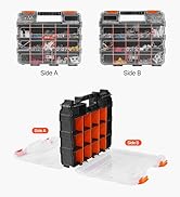 VEVOR Small Parts Organizer, 34-Compartment Double Side Tools Organizer Box with 24 Removable Div...