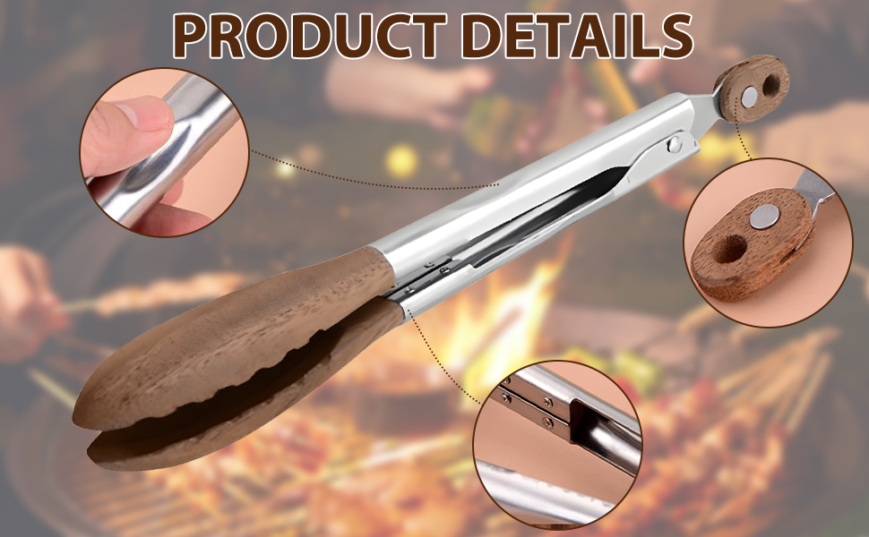Salad Wooden Tongs Show Details, Make Operation More Convenient