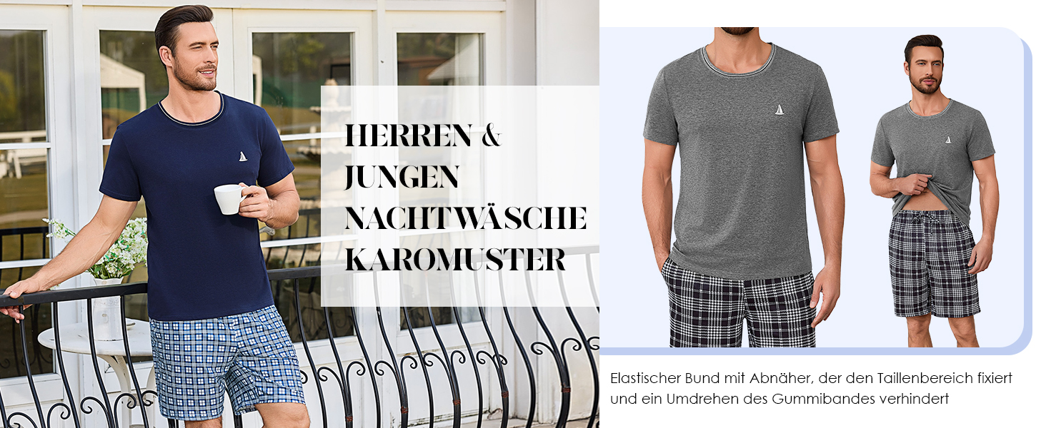Pyjama Herren kurz Schlafanzug Jungen 164