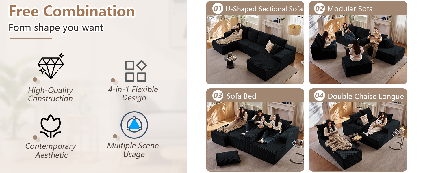 U-Shaped Sofa for Living Room
