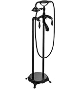 Cinwiny Oil Rubbed Bronze Freestanding Bathtub Faucet Floor Mount Tub Filler with Handheld Spray ...
