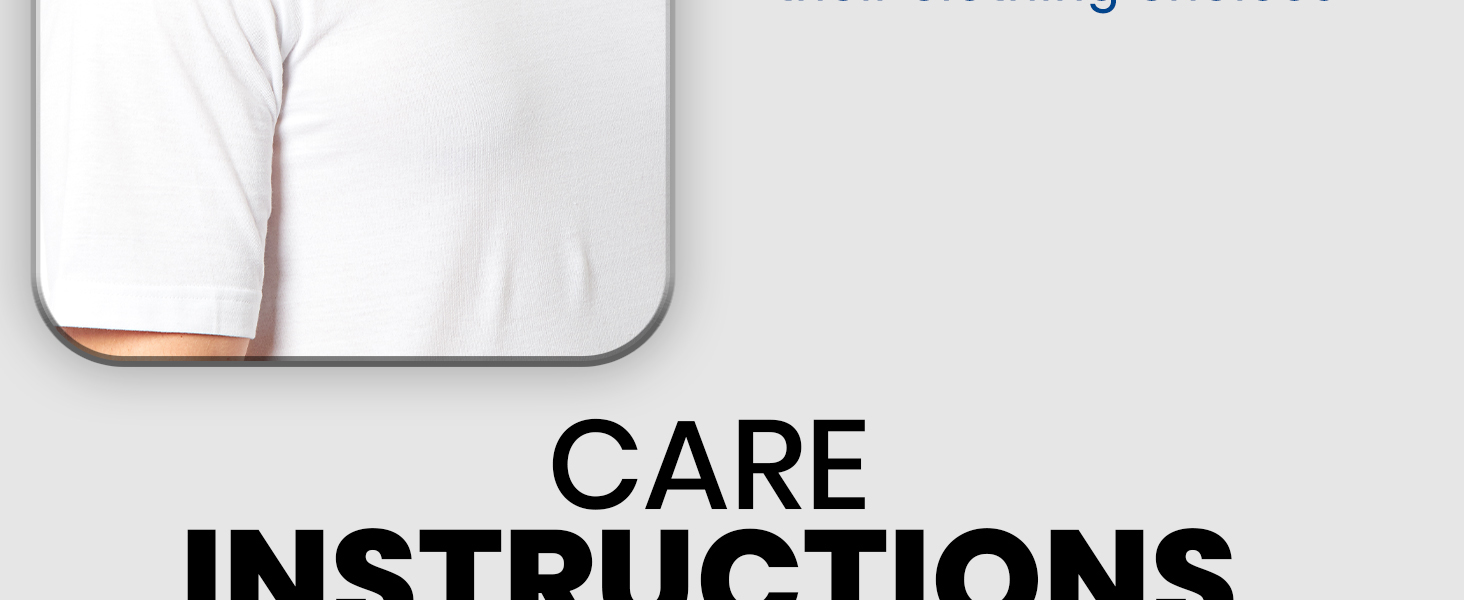 Partial view of a white surface with 'CARE INSTRUCTIONS' text visible at the bottom.