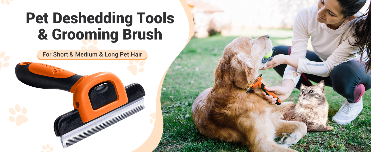 MIU COLOR Pet Grooming Brush, Deshedding Tool for Dogs