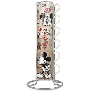 Set 6 Tazze Caffè Impilabili Mickey Mouse In the City