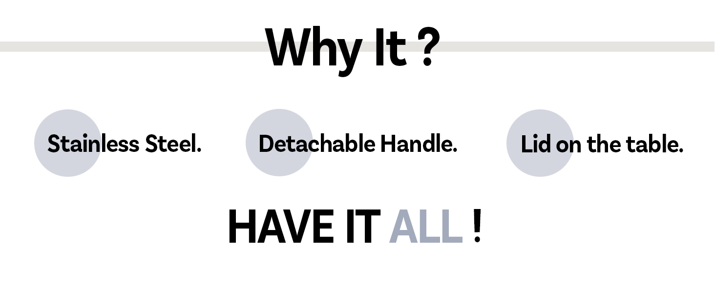 Why it? Stainless Steel/Detachable Handle/Lid on the table. HAVE IT ALL!