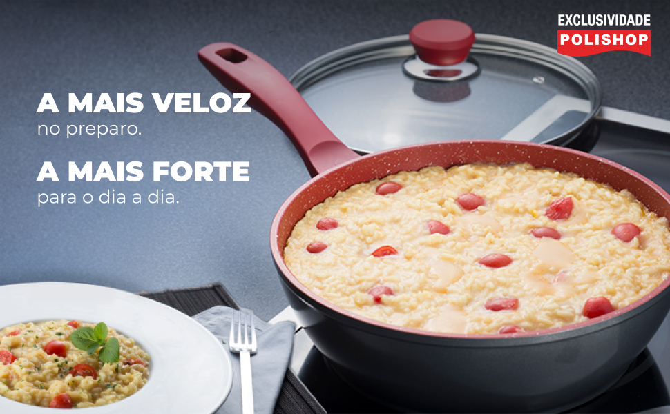 POLISHOP Panela Day By Day Vermelha de 24cm - DESIGN ELEGANTE