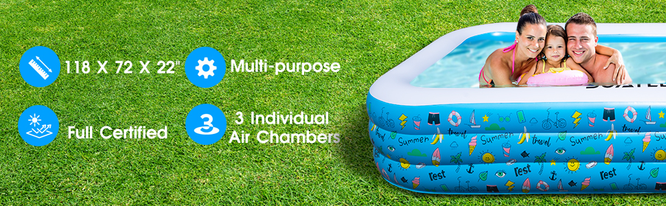 118 X 72 X 22" Multi-purpose 3 Individual Air Chambers Full Certified