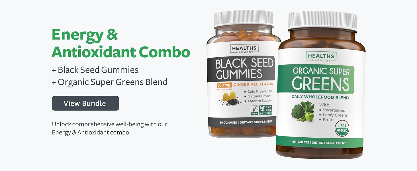 black seed oil organic greens super blend antioxidant combo supplement
