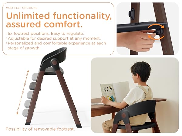 high chair for kid adjustable footrest