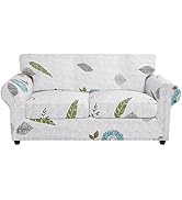 SearchI Stretch Sofa Cover Printed Couch Cover, Floral Pattern 3 Pieces Loveseat Slipcover with 2...