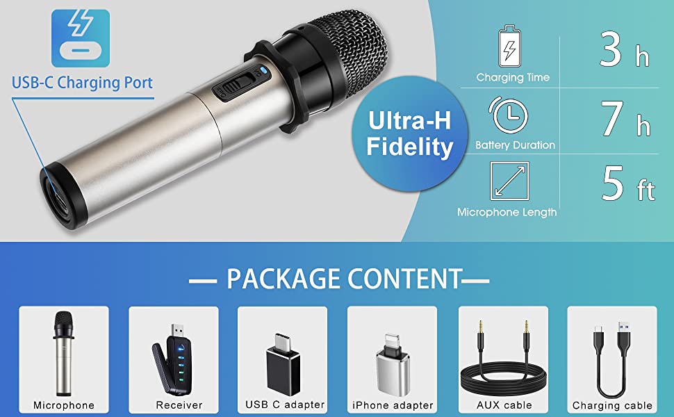 Wireless Microphone for iPhone & Computer, Alvoxcon USB Rechargeable