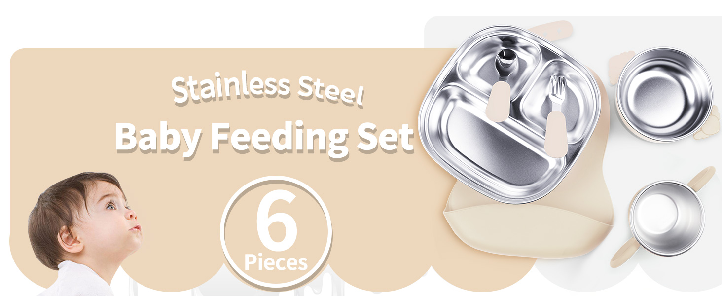 Stainless Steel Kids Plates and Bowls
