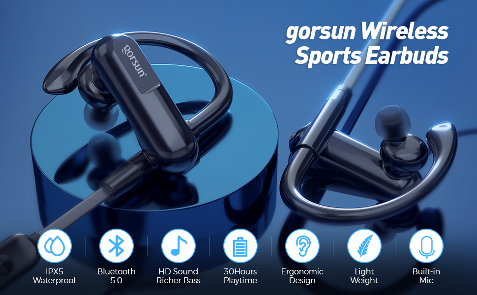 gorsun Bluetooth Headphones,30 Hours Playtime Wireless Earbuds ...