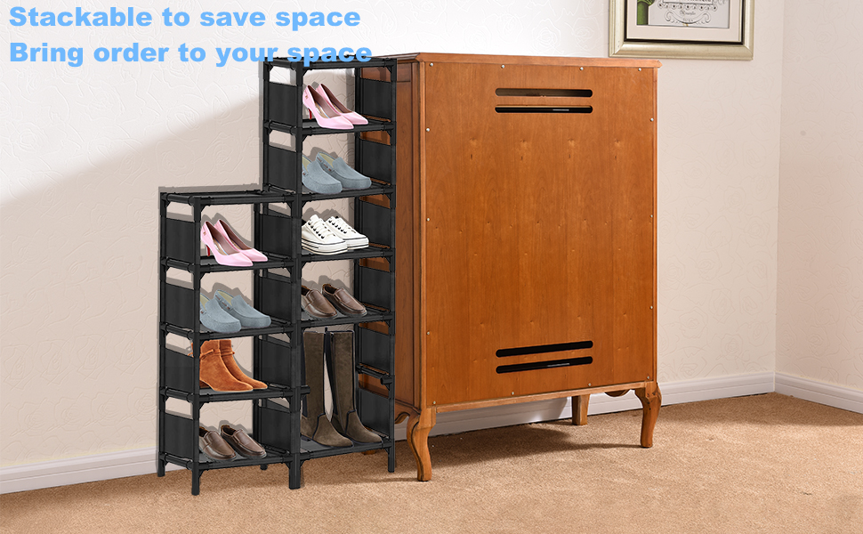 Lighterday 10 Tiers Shoe Storage,Narrow Shoe Rack Tall Shoe Rack