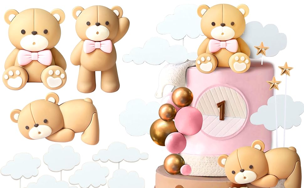 Luxury Pink Bear Cake Decoration
