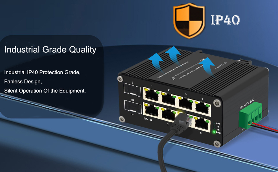 Industrial Ethernet Fiber Switch IP40 protection grade