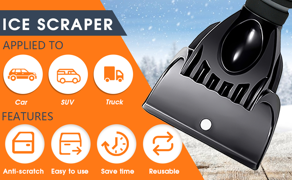 ZZY Ice Scraper for Car Windscreen, Car Ice Scraper Non Scratch, Easy