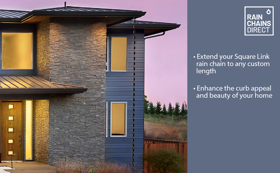 Rain Chains Direct Square Link Rain Chain Extension, 3