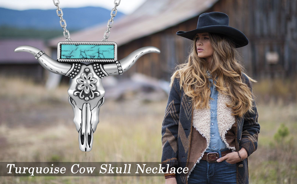 Amazon.com: Zunxinsan Turquoise Cow Skull Necklace S925 Sterling