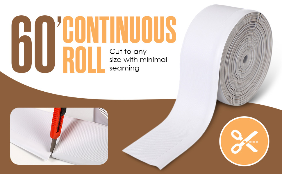 Houseables Vinyl Baseboard Trim, Rubber Wall Base Board