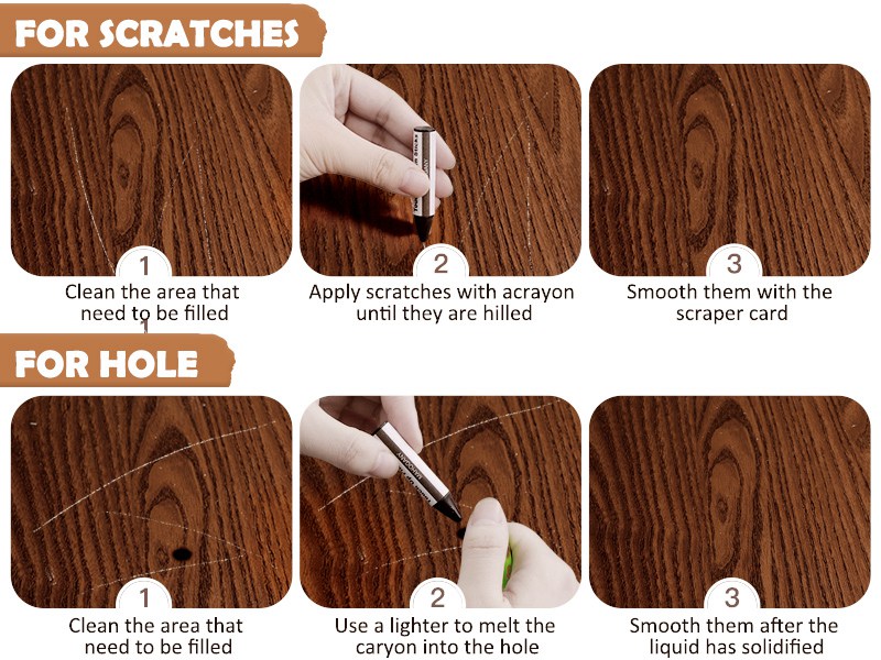 DEWEL Wood Filler, Wax Pen, Wood Floor Scratch Remover