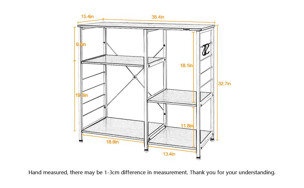 DlandHome Microwave Cart Stand 35.4 inches, Kitchen Baker's