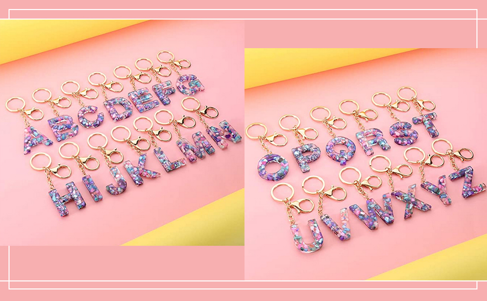 Ruesious Letter Keychain 1 Pc, Transparent Letter Alphabet Pendant