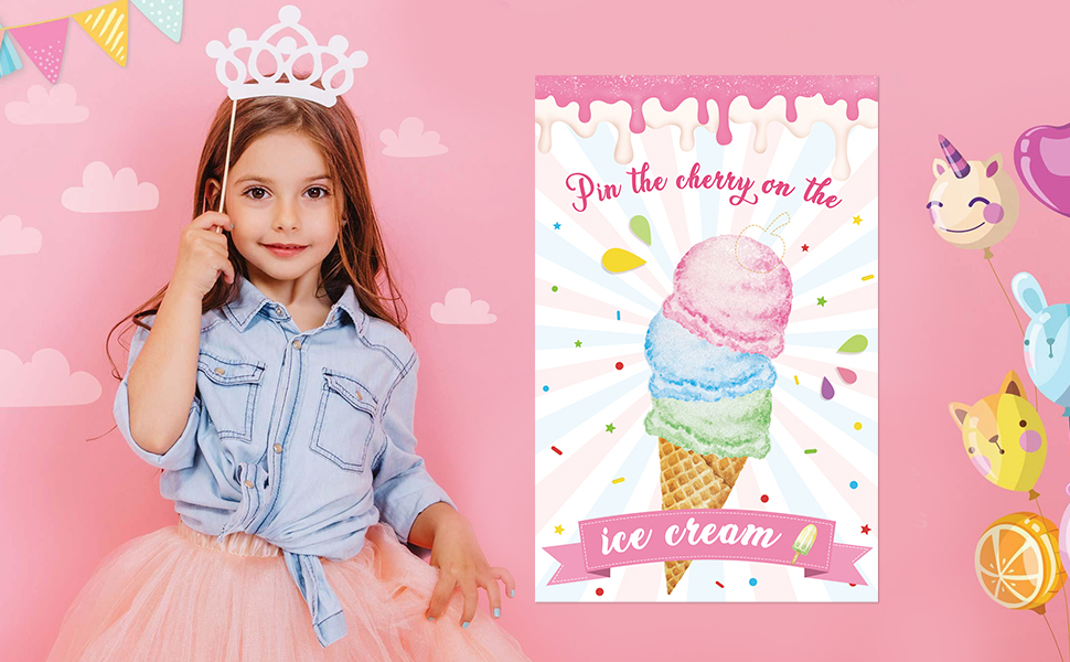 Hooqict Pin The Cherry On The Ice Cream Game Birthday Party