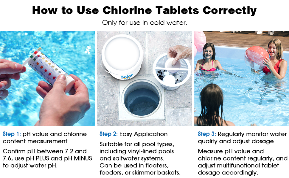 Aqua Pura Swimming Pool Chlorine Tablets, 3” Pool Supplies