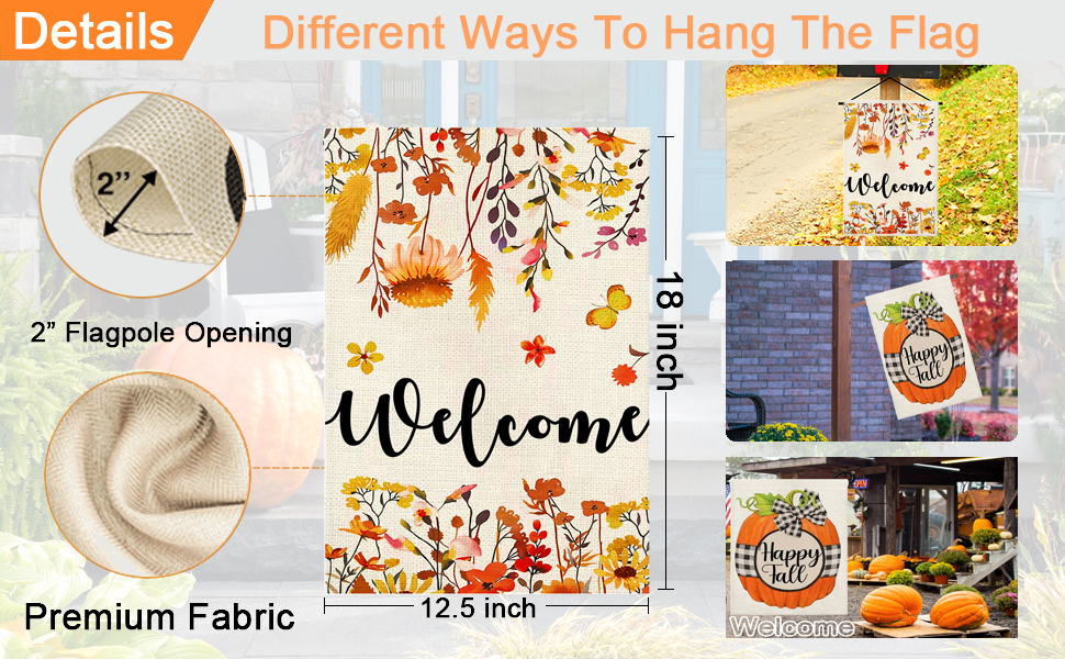 Fall Garden Flag Floral 12x18 Inch Double Sided Autumn