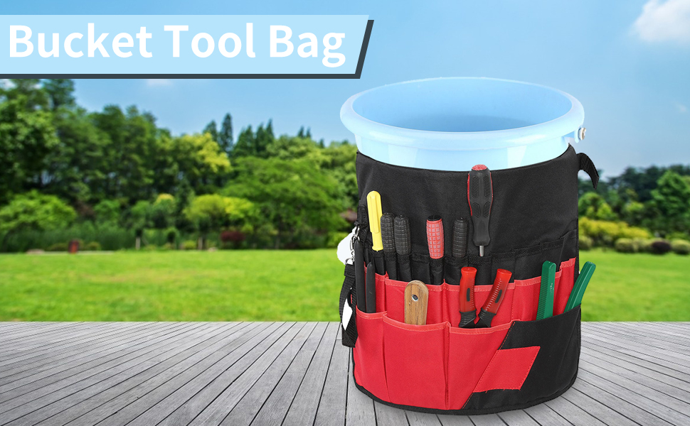 Wifehelper MultiPurpose Bucket Tool Bag 42 Pockets Garden Storage Kit for Bucket Tool