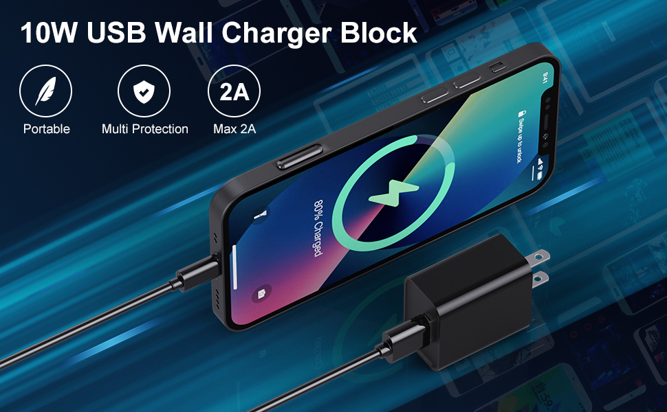 Fast Charger Block 10W, 3 Pack Wall Charger 5V2A, USB Power Adapter for iPhone14 Pro