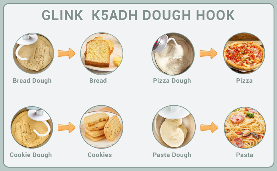K5ADH Dough Hook for KitchenAid 6 Quart BowlLift Stand
