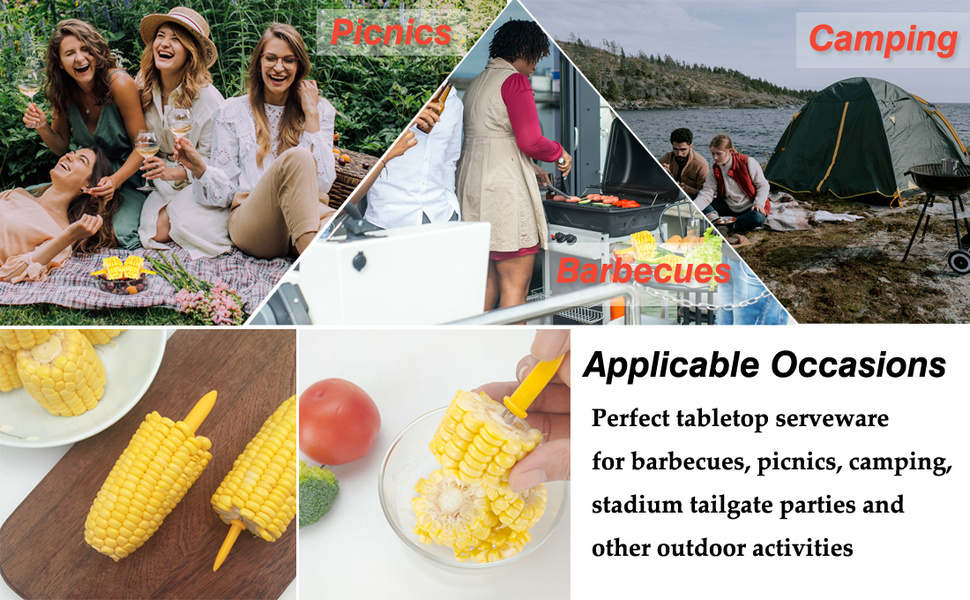 Stainless Steel Corn on The Cob BBQ Fork Skewers for Home Cooking Parties Camping