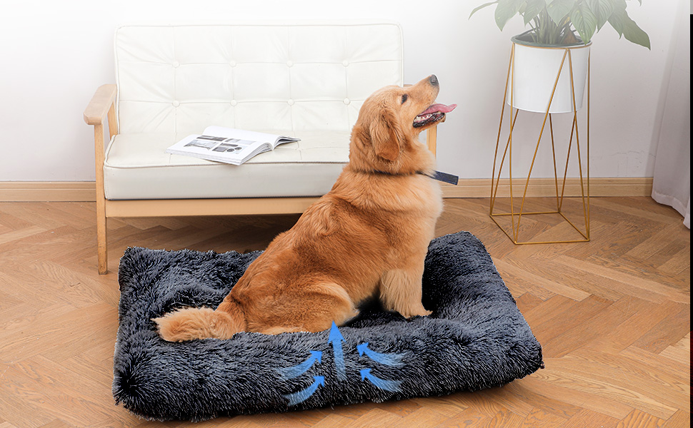 Sycoodeal Dog Bed Mat,Crate Pet Bed Mat Kennel Pad,Soft Plush Washable Dog Cage Bed