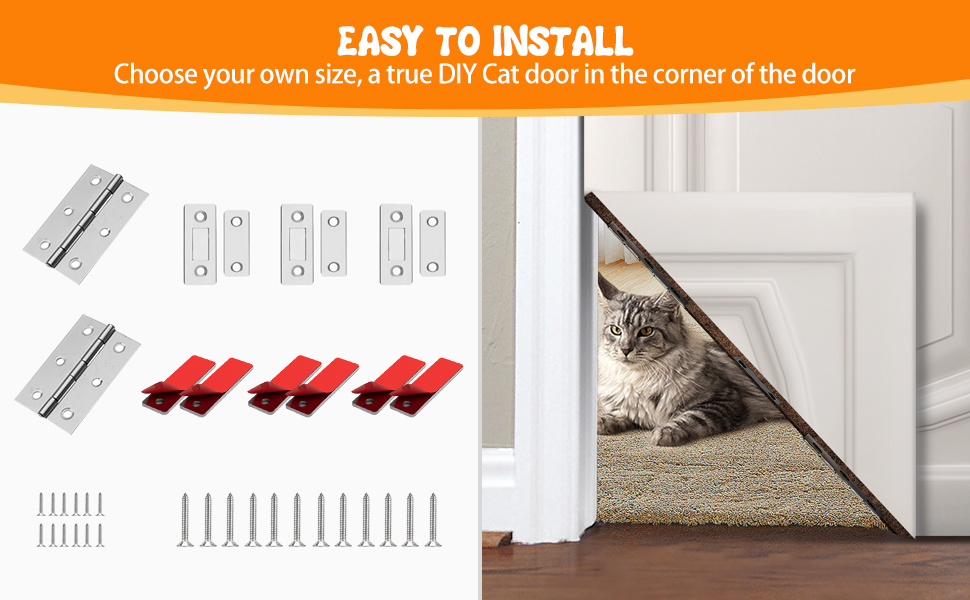 Thin Cat Door Hinges DIY by Mojiteor, Universal Cat Door