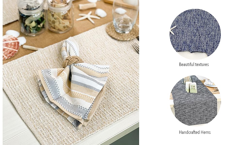 CHARDIN HOME Recycled Cotton Denim Blue Table