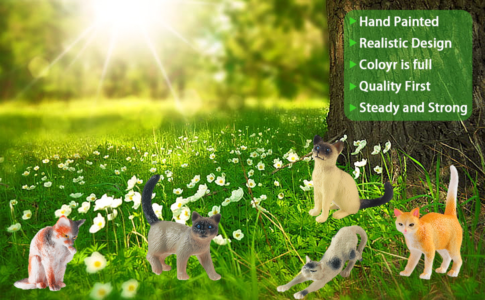 SCAHOW 12PCS Realistic Cat Figurines, Plastic Mini Cat