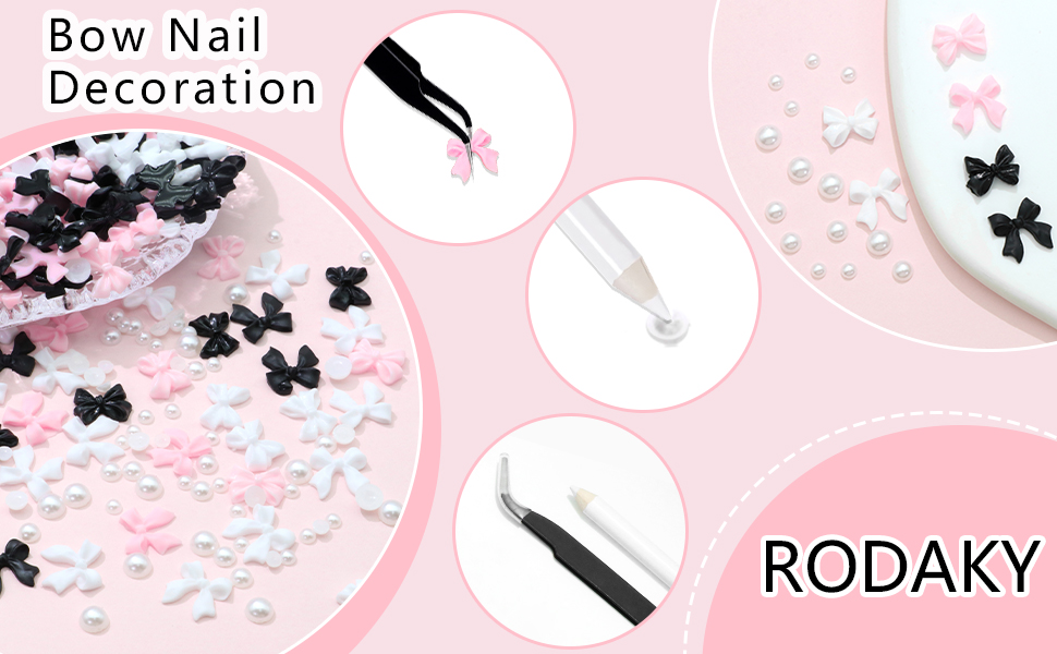 3D Bow Nail Charms Colorful Cute Bow Charms for Acrylic Nails Flatback Pearls for Nails Decoration