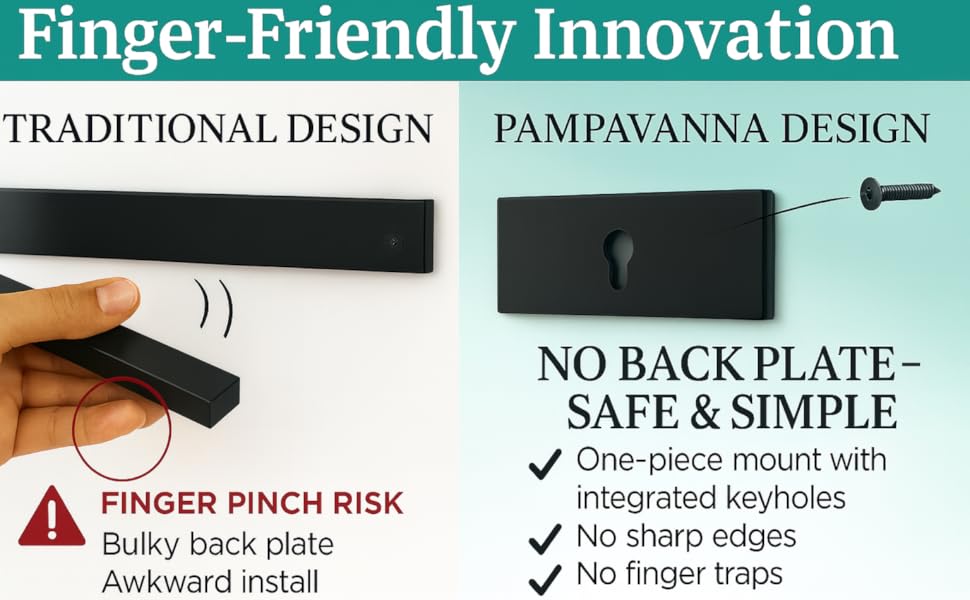 Comparison of traditional bulky knife holder with finger pinch risk vs Pampavanna safe design