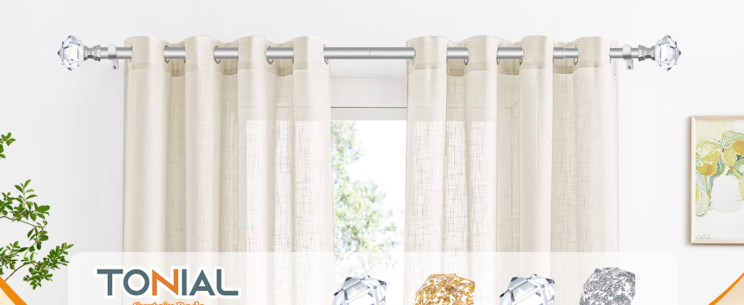 TONIAL 2 Pack Curtain Rods 32 to 58 Inch, Telescoping