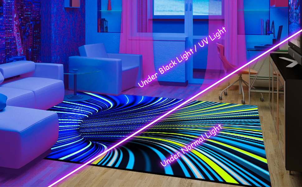 SEBKQ Optical Illusion Area Rug Black Light,Large UV