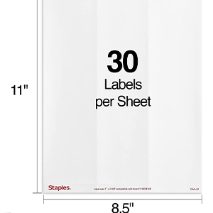 Agrafes 479884 Laser/Inkjet Address Labels 1-Inch X 2-5/8-Inch White 30 Étiquettes / feuille