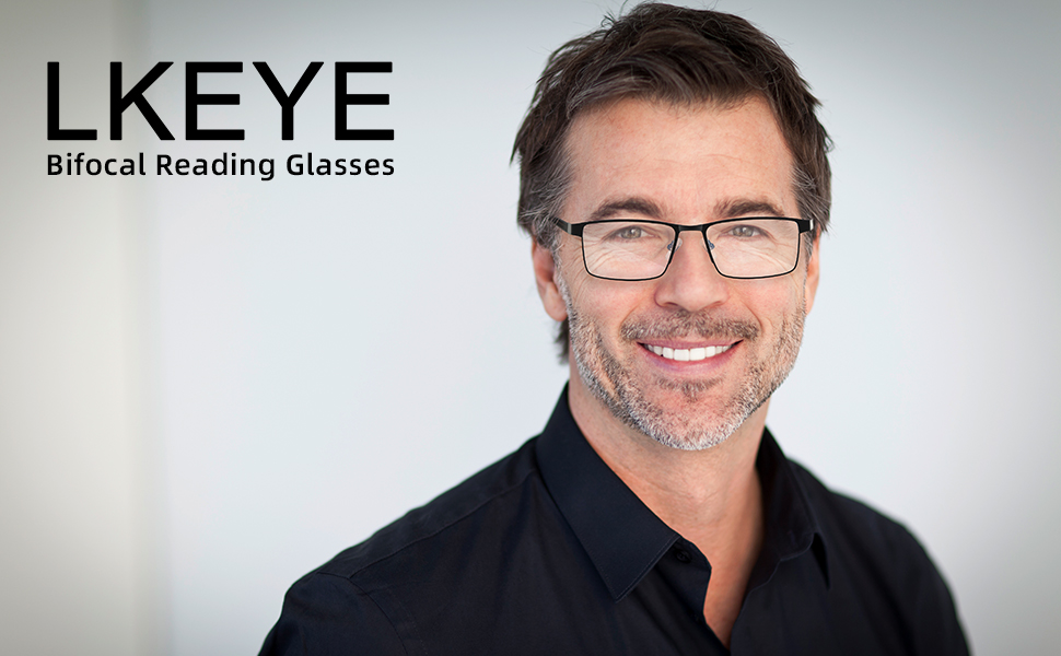 LKEYE  bifocal reading glasses for men metal readers unbreakable blue light reading glasses for men