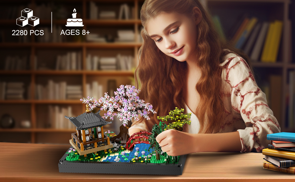 PQKIE Cherry Blossom Tree Building Set,2280 Pcs Japanese