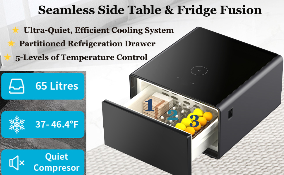 smart side table with fridge