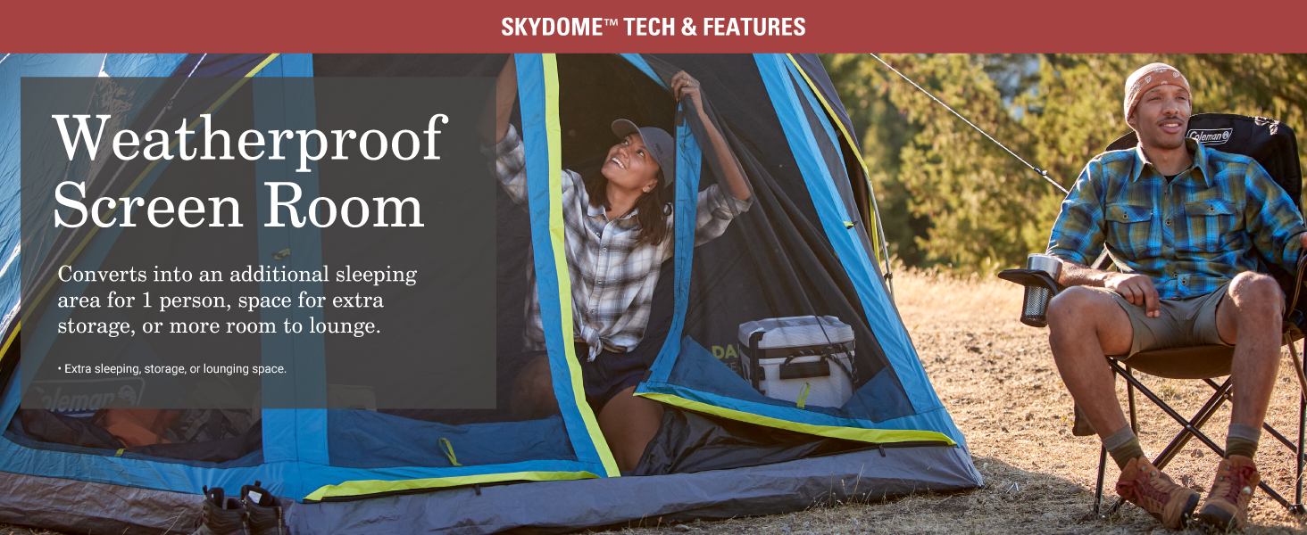 coleman skydome sunroom feature weatherproof sleep storage extra space lounge clean nice best roomy