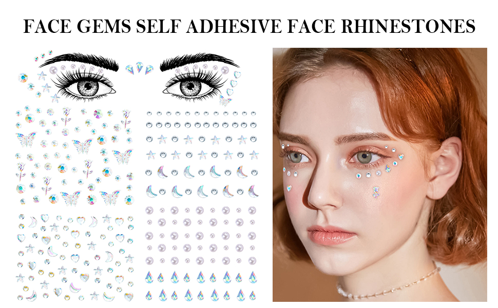 Aaiffey Face Gems Self Adhesive Face Rhinestones Stick On for Hair Gems