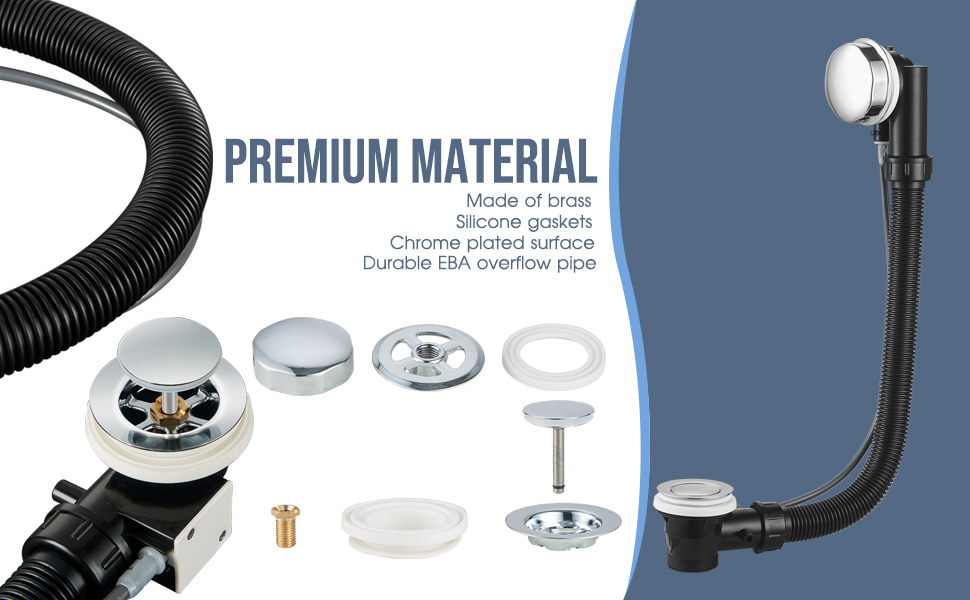 Upgraded Bath Waste and Overflow Kit Chrome Pop Up Bath Plug Bath Drain (Bathwaste) Amazon.co